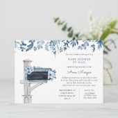 Invitation Baby shower par Fleurs Bleues Courrier dans Boîte (Debout devant)