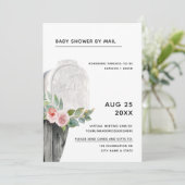 Invitation Baby shower par la poste Rose à duvet minimal Flor (Debout devant)