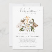 Invitation Baby shower Par Mail Animaux Faux Gold Floral (Devant)