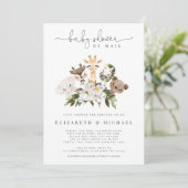 Invitation Baby shower Par Mail Animaux Faux Gold Floral (Debout devant)