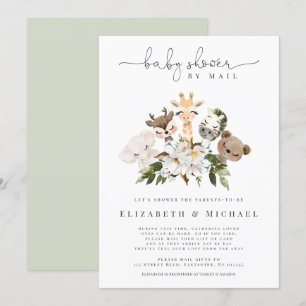 Invitation Baby shower Par Mail Animaux Faux Gold Floral