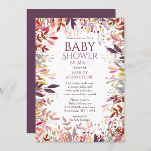 Invitation Baby shower par Mail aquarelle Fleur sauvage Flora