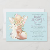 Invitation Baby shower Par Mail Aquarelle Garçon Fée Rabbit (Devant)