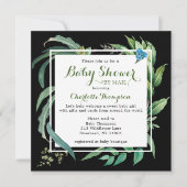 Invitation Baby shower Par Mail Aquarelle Moderne Vert Floral (Devant)