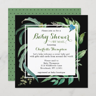 Invitation Baby shower Par Mail Aquarelle Moderne Vert Floral