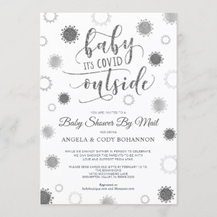 Invitation Baby shower par Mail BABY SON COVID OUTSIDE Argent