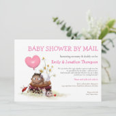 Invitation Baby shower Par Mail Bébé Mignonne Fille Ladybird  (Debout devant)