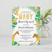 Invitation Baby shower Par Mail Boy Gold Jungle Animaux Safar (Debout devant)
