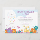 Invitation Baby shower Par Mail Cloud Raindrops Florals (Devant)