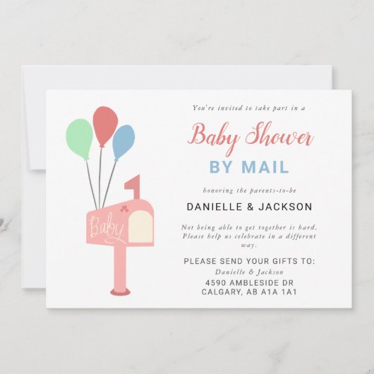 Invitation baby shower par Mail Cute Pastel Pink Boîte aux le (Devant)