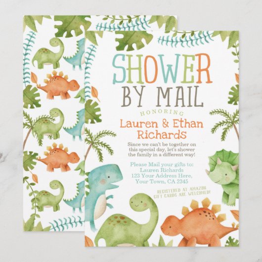 Invitation Baby shower par Mail Dinosaur (Devant / Derrière)