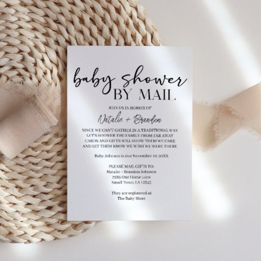 Invitation Baby Shower Par Mail Écriture Simple Moderne Noir