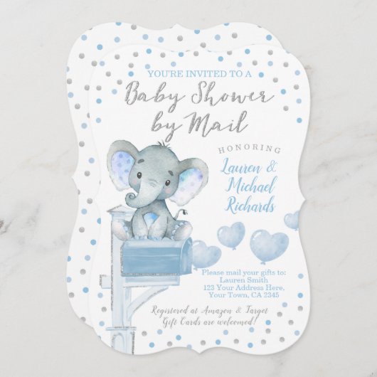 Invitation Baby shower par Mail Elephant (Devant / Derrière)