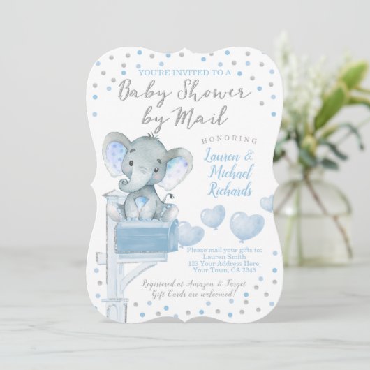 Invitation Baby shower par Mail Elephant (Debout devant)