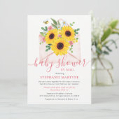 Invitation Baby shower Par Mail Enveloppe Florale Tournesol (Debout devant)