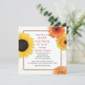 Invitation Baby shower Par Mail Fleur De Tournesol Jaune Flor (Debout devant)
