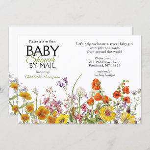Invitation Baby shower Par Mail Fleurs Sauvages Colorées