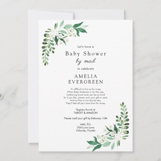 Invitation Baby shower par Mail Greenery (Devant)