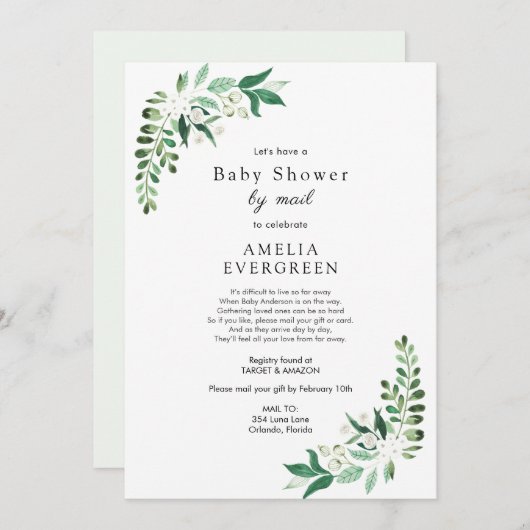 Invitation Baby shower par Mail Greenery (Devant / Derrière)