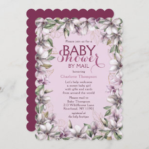 Invitation Baby shower Par Mail Magnolia Aquarelle Florale