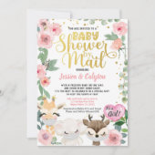 Invitation Baby shower Par Mail Pandemic Woodland Animal (Devant)