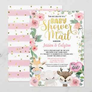 Invitation Baby shower Par Mail Pandemic Woodland Animal
