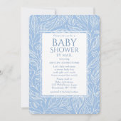 Invitation Baby shower Par Mail Pastel Blue Floral Motif (Devant)