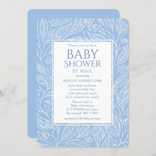 Invitation Baby shower Par Mail Pastel Blue Floral Motif