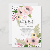 Invitation Baby shower par Mail Pink Yellow Poppies Points (Devant)