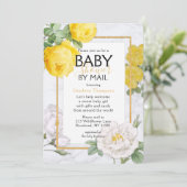 Invitation Baby shower Par Mail Rose Jaune Floral (Debout devant)