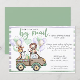 Invitation Baby shower par Mail Safari Camion et animaux mign