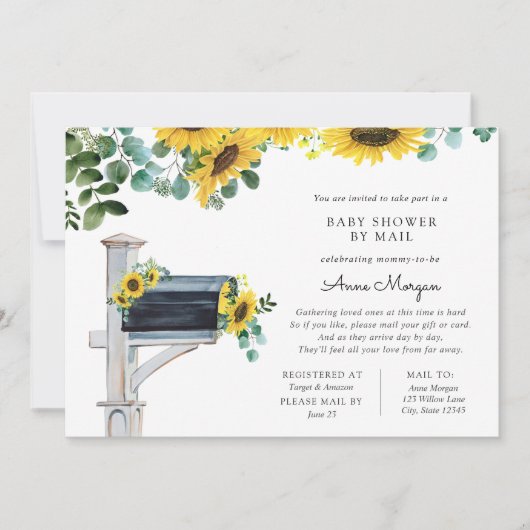 Invitation Baby shower par Mail Sunflowers dans Mailbox (Devant)