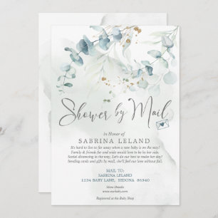 Invitation Baby shower par Mail Watercolor Eucalyptus Green