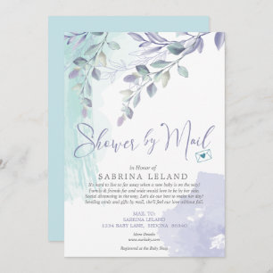 Invitation Baby shower par Mail Watercolor Lilac et Turquoise