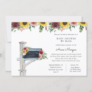 Invitation Baby shower par Rose de messagerie et tournesols e