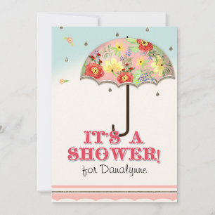 Invitation Baby shower parapluie à la mood moderne Floral Ran