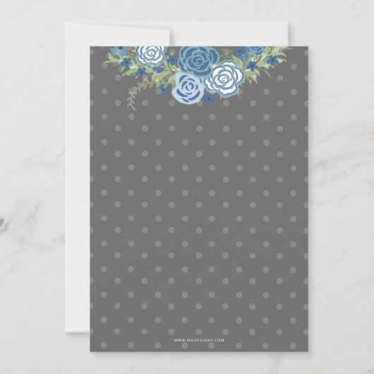 Invitation Baby shower parapluie bleu et gris (Dos)