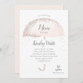 Invitation Baby shower-parapluie Confetti Blush Parties scint (Devant / Derrière)