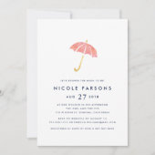 Invitation Baby shower-parapluie Coral & Navy (Devant)