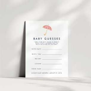 Invitation Baby shower parapluie de corail jeu de devinette