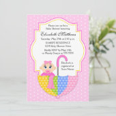 Invitation Baby shower parapluie fille (Debout devant)