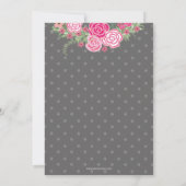 Invitation Baby shower parapluie floral rose et gris (Dos)
