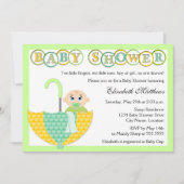 Invitation Baby shower parapluie inconnu pour le genre (Devant)