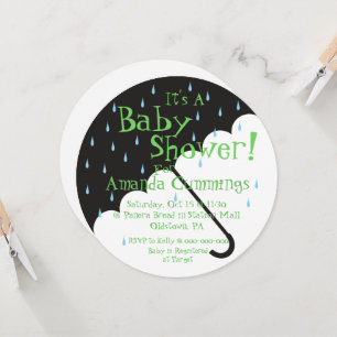 Invitation Baby shower parapluie mignonne   Arrond