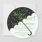 Invitation Baby shower parapluie mignonne | Arrond (Devant)