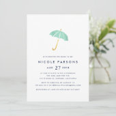 Invitation Baby shower-parapluie Pastel Mint (Debout devant)