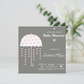 Invitation Baby shower parapluie rose (Debout devant)