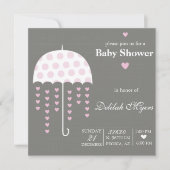 Invitation Baby shower parapluie rose (Devant)