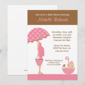 Invitation Baby shower Parapluie rose (Devant / Derrière)