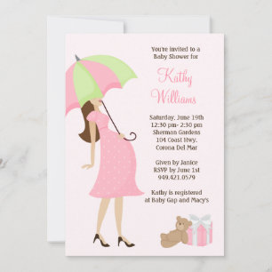 Invitation Baby shower Parapluie rose